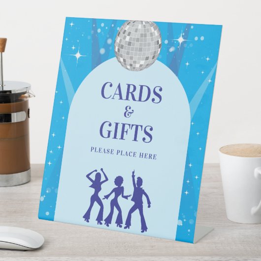 Retro Blue 70s Disco Dancing Queen Cards & Gifts 台座サイン (インサイチュ)