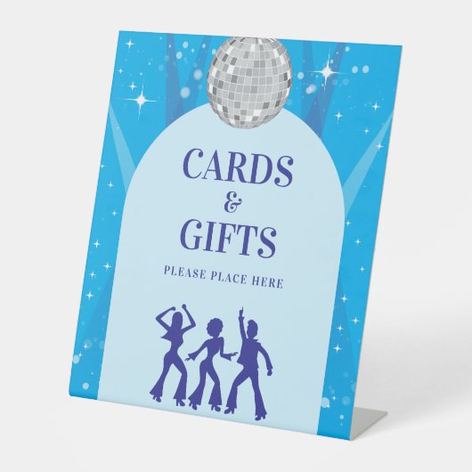 Retro Blue 70s Disco Dancing Queen Cards & Gifts 台座サイン (正面)