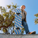 Retro Blue Abstract Checkerboard Wavy Shapes スケートボード<br><div class="desc">A wavy blue and cream checkered pattern gives this deck a bold,  trippy retro vibe that stands out at the park. The distorted grid adds movement and a modern edge while still feeling clean and graphic. Perfect for skaters who love trendy,  eye-catching designs.</div>