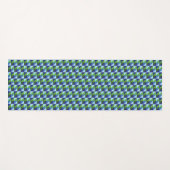 Retro Blue and Green Geometric Triangles ヨガマット (正面(横))