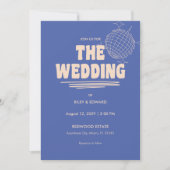 Retro Blue & Beige Bold Typography Wedding 招待状 (正面)