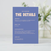 Retro Blue & Beige Bold Typography Wedding Details エンクロージャーカード (スタンド正面)