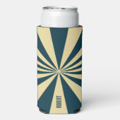 Retro Blue &Beige Stripes  Script Minimalist Name スリム缶クーラー (Seltzer裏面)