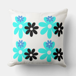 Retro Blue Bloom Duo Pillow クッション