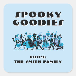 Retro Blue＆Blue Spooky Goodies Halloween スクエアシール