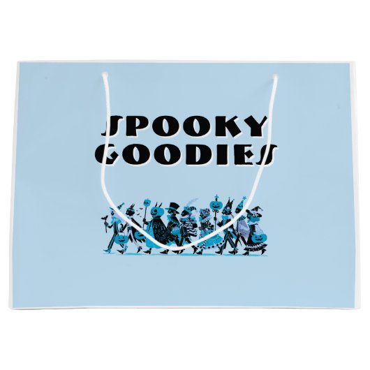 Retro Blue＆Blue Spooky Goodies Halloween ラージペーパーバッグ (正面)