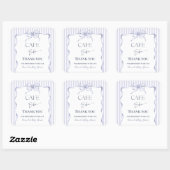 Retro Blue Bow Cafe Bebe Boy Coffee Baby Shower スクエアシール (シート)