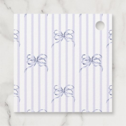 Retro Blue Bow Cafe Bebe Boy Coffee Baby Shower フェイバータグ (裏面)