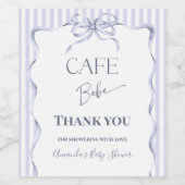 Retro Blue Bow Cafe Bebe Boy Coffee Baby Shower ワインラベル (シングルラベル)