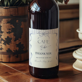 Retro Blue Bow Cafe Bebe Boy Coffee Baby Shower ワインラベル