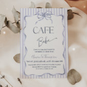 Retro Blue Bow Cafe Bebe Boy Coffee Baby Shower 招待状