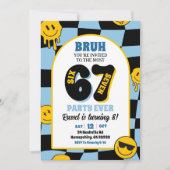 retro blue checkered 67 boy birthday 招待状 (正面)