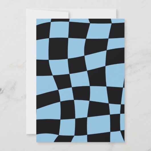 retro blue checkered 67 boy birthday 招待状 (裏面)