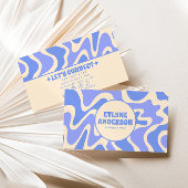 Retro Blue Cream 70s Boho Groovy Funky Trendy Bus 名刺