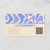 Retro Blue Cream 70s Boho Groovy Trendy QR Code 名刺 (裏面)