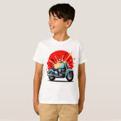 Retro Blue Cruiser – Pop‑Art Motorcycle T-Shirt Tシャツ (正面フル)