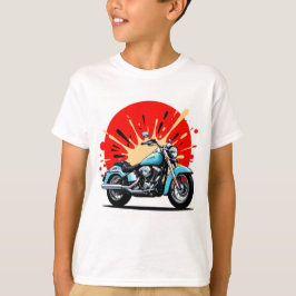 Retro Blue Cruiser – Pop‑Art Motorcycle T-Shirt Tシャツ