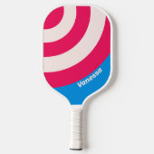 Retro Blue Crush Circle Stripe with Name ピックルボールラケット (裏面)