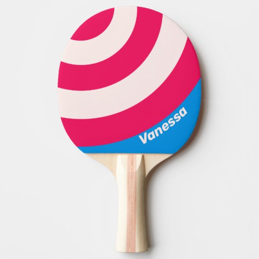 Retro Blue Crush Circle Stripe with Name 卓球ラケット (正面)