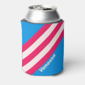 Retro Blue Crush Stripes with Name 缶クーラー (缶裏面)