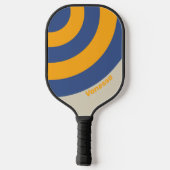 Retro Blue Crush Sunset Circle Stripe with Name ピックルボールラケット (裏面)