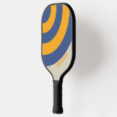 Retro Blue Crush Sunset Circle Stripe with Name ピックルボールラケット (左)