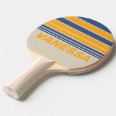 Retro Blue Crush Sunset Horizon Striping with Name 卓球ラケット (正面アングル)