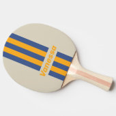 Retro Blue Crush Sunset Pin Stripes with Name 卓球ラケット (横)