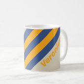 Retro Blue Crush Sunset Stripes with Name コーヒーマグカップ (正面右)