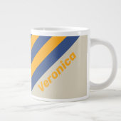 Retro Blue Crush Sunset Stripes with Name ジャンボコーヒーマグカップ (右)