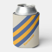 Retro Blue Crush Sunset Stripes with Name 缶クーラー (缶正面)