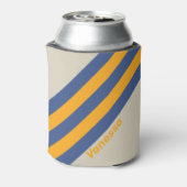 Retro Blue Crush Sunset Stripes with Name 缶クーラー (缶裏面)