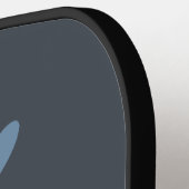 Retro Blue Floral Pink Monogram Slate Gray ピックルボールラケット (左詳細)