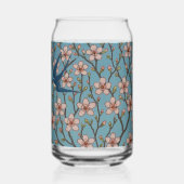 Retro Blue Floral Swallow Pattern by Walter Crane ガラス缶 (正面)