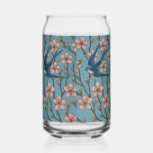 Retro Blue Floral Swallow Pattern by Walter Crane ガラス缶 (右)