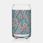 Retro Blue Floral Swallow Pattern by Walter Crane ガラス缶 (左)