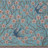 Retro Blue Floral Swallow Pattern by Walter Crane シール (正面)