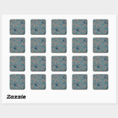 Retro Blue Floral Swallow Pattern by Walter Crane スクエアシール (シート)