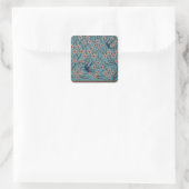 Retro Blue Floral Swallow Pattern by Walter Crane スクエアシール (バッグ)