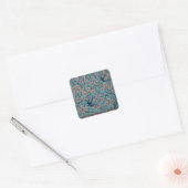 Retro Blue Floral Swallow Pattern by Walter Crane スクエアシール (封筒)