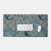 Retro Blue Floral Swallow Pattern by Walter Crane デスクマット (キーボード&マウス)