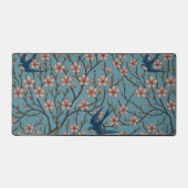Retro Blue Floral Swallow Pattern by Walter Crane デスクマット (正面)