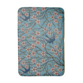 Retro Blue Floral Swallow Pattern by Walter Crane バスマット (正面縦)