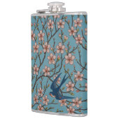 Retro Blue Floral Swallow Pattern by Walter Crane フラスク (左)