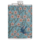 Retro Blue Floral Swallow Pattern by Walter Crane フラスク (正面)