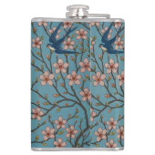Retro Blue Floral Swallow Pattern by Walter Crane フラスク (裏面)