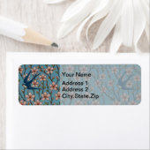 Retro Blue Floral Swallow Pattern by Walter Crane ラベル (インサイチュ)