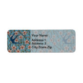 Retro Blue Floral Swallow Pattern by Walter Crane ラベル (正面)