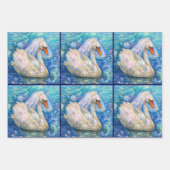 Retro Blue Floral Swan Bride Paisley Decoupage ラッピングペーパーシート (正面3)