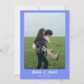 Retro Blue Funky Bold Modern Unique Fun Wedding セーブザデート (裏面)